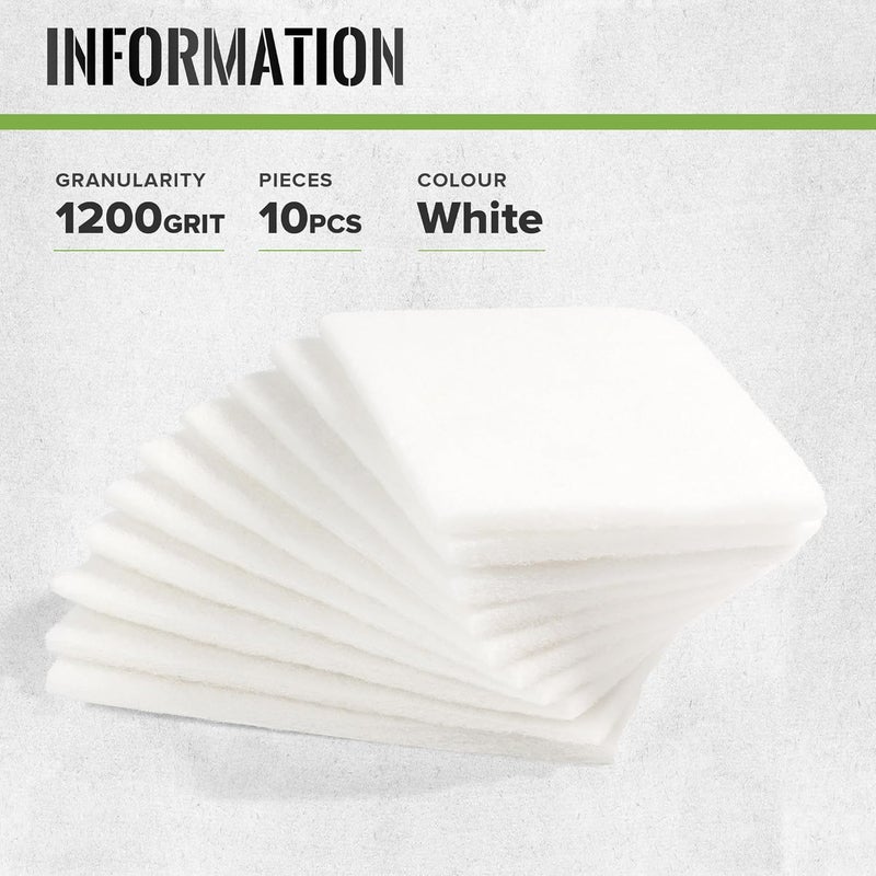SANDPROX 6” x 9” White Light Duty General Purpose Scuff Pads, 1200 Grit, 10 PCS Abrasive Pads for Final Scuffing,Surface Adhesion Preparation,Cleaning,White Scotch Abrasive Brite Pad - Image 3